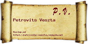 Petrovits Veszta névjegykártya